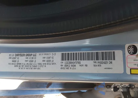 2013 Chrysler 200 Touring z USA, uszkodzony, nr VIN 1C3CCBBB4DN737956